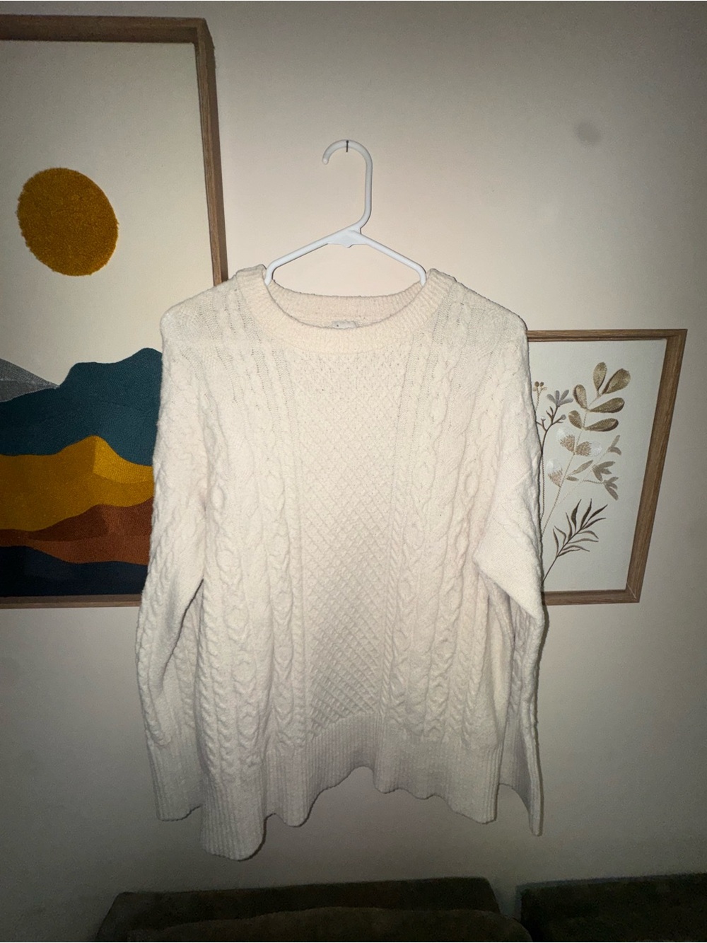a new day Cream Cable-Knit Crewneck Sweater